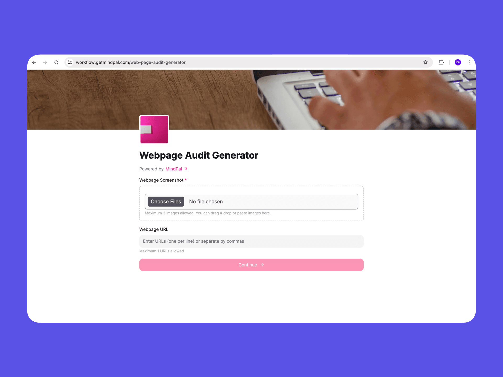 Workflow direct link demo showing the workflow form opened via URL